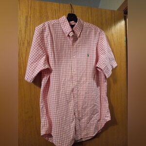 Ralph Lauren Shirt Mens M Button Down Pink & white Checkered classic fit